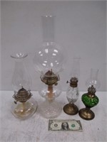 Madison P/U Only 4 Vintage Glass Oil Lamps w/