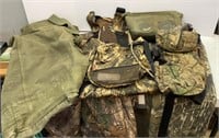Vtg Military Canvas Bags, camouflage Hunting vest