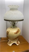 Porcelain Lamp With Hobnail Milkglass Globe
