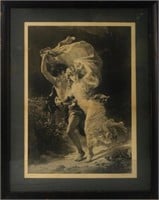 Pierre Auguste Cot 1880 Engraving "The Storm"