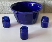 Blue Bowl & Small Glass Jars