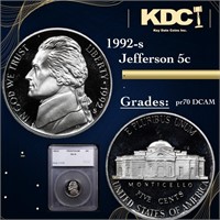 Proof 1992-s Jefferson Nickel 5c Graded pr70 DCAM