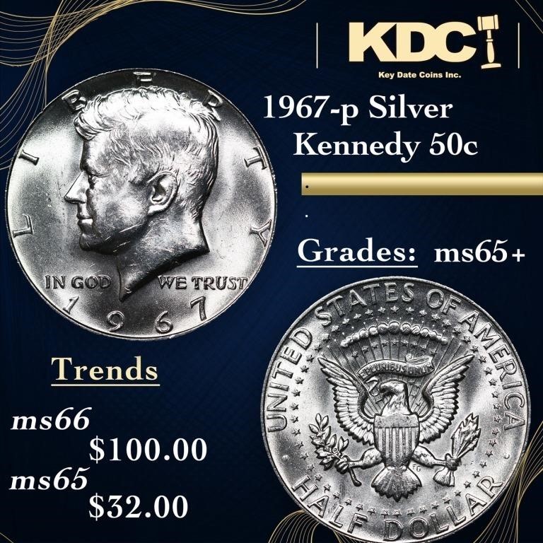1967-p Kennedy Half Dollar Silver 50c Grades GEM+