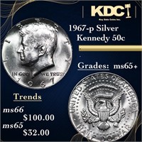 1967-p Kennedy Half Dollar Silver 50c Grades GEM+