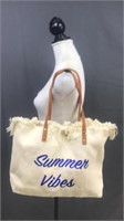 Summer Vibes Embroidered Beach Tote Bag