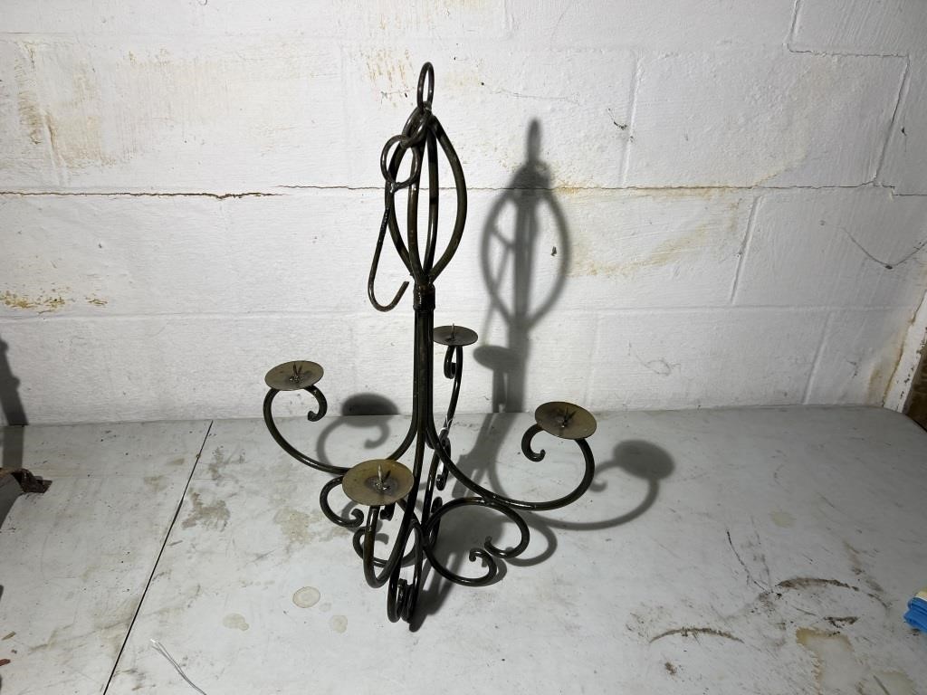 HANGING WROUGHT IRON CANDLESTICK CHANDELIER
