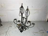 HANGING WROUGHT IRON CANDLESTICK CHANDELIER