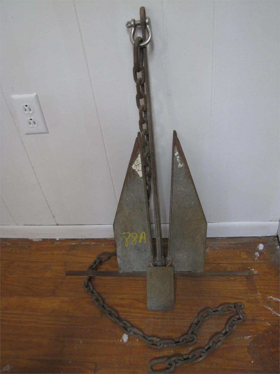 Vintage Boat Anchor W/Chain