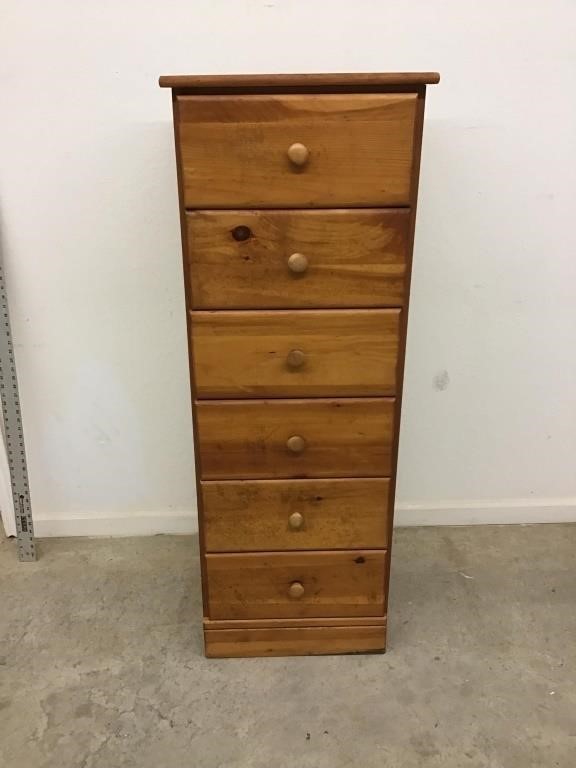 Narrow Pine Chest of Drawers with 6 Drawers 19.5W