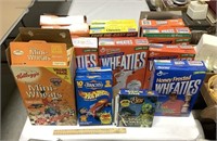 Lot of empty cereal boxes - 4 1/4-full