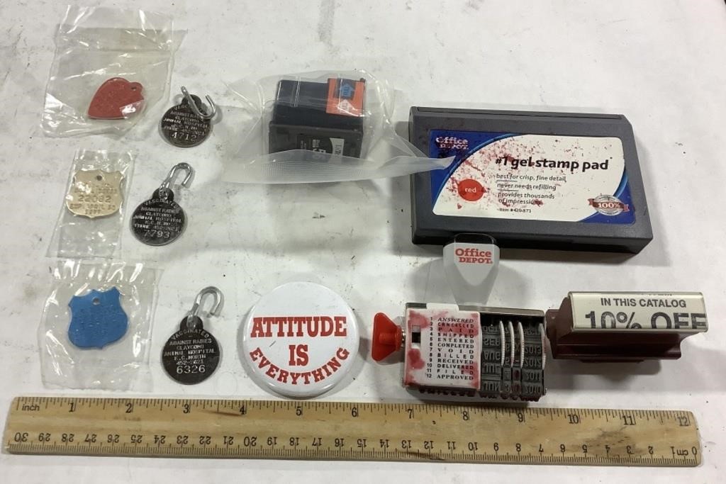 Misc lot w/ stamps & ink cartridge