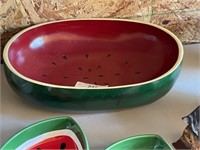 Large Wooden Watermelon Serving Bowl