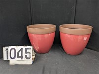 Pair 15" Hornsby Red Composition Planters