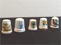 5pc Bone China Thimbles Assorted Makes England