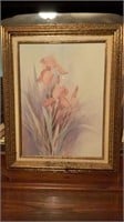 Large Gold Framed Watercolor Iris