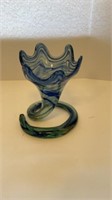 Vintage Blown Glass Murano Style Blue Swirl
