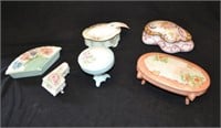 6pcs Maxie Hand Painted Porcelain Trinket Boxes