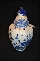 11" Blue Delft Holland Porcelain Jar & Lid