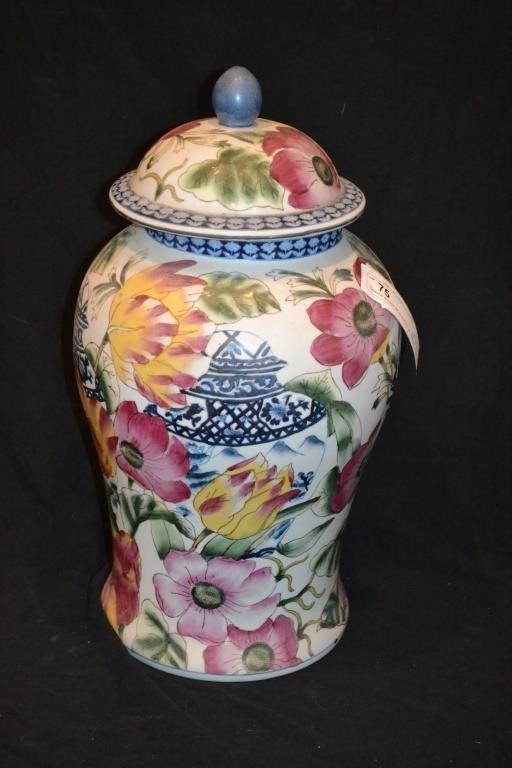 Oriental Accent 16" Porcelain jar With lid