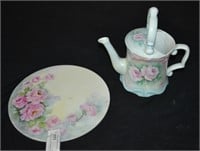 Maxie Hand Painted Porcelain Tea Pot & Plate