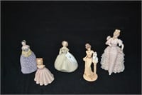 5pcs Victorian ladys In Dresses Figurines