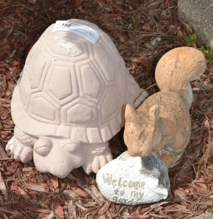 3pcs Turtle, Squirrel, & Welcome Rock Yard Pieces
