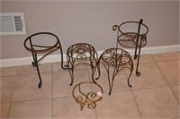 Lot of 5Wrought Iron Plant Stands