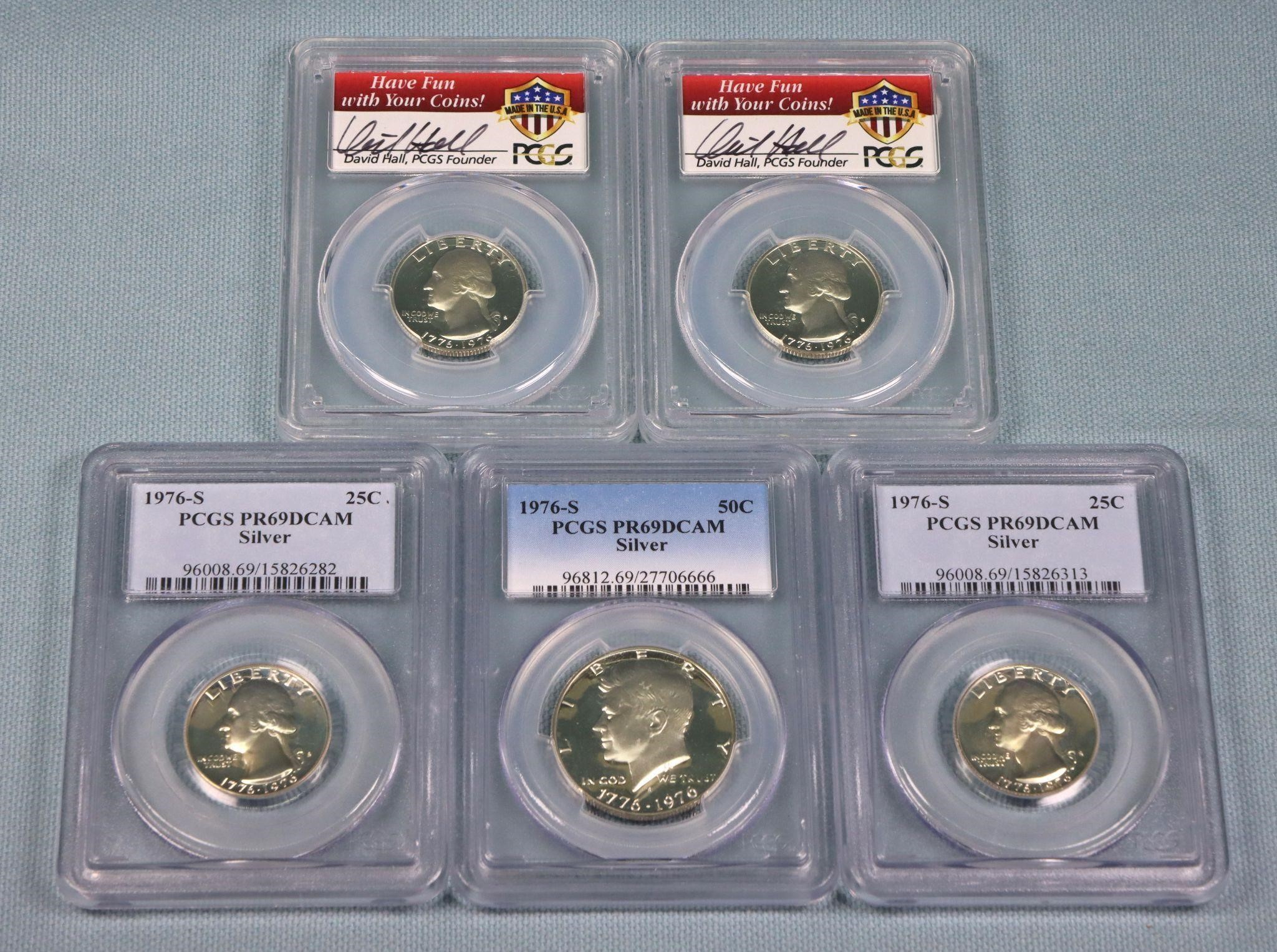 (5) 1976-S Proof Silver Quarters + Half Dollar