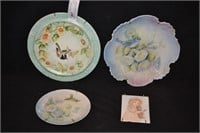 4pcs Hand Painted Porcelain Deco Plates