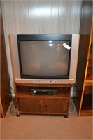 Vintage Sylvania TV w/ Sony VCR & TV Stand