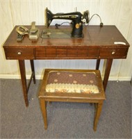 Antique Singer Electric Cabinet Sewing Machine