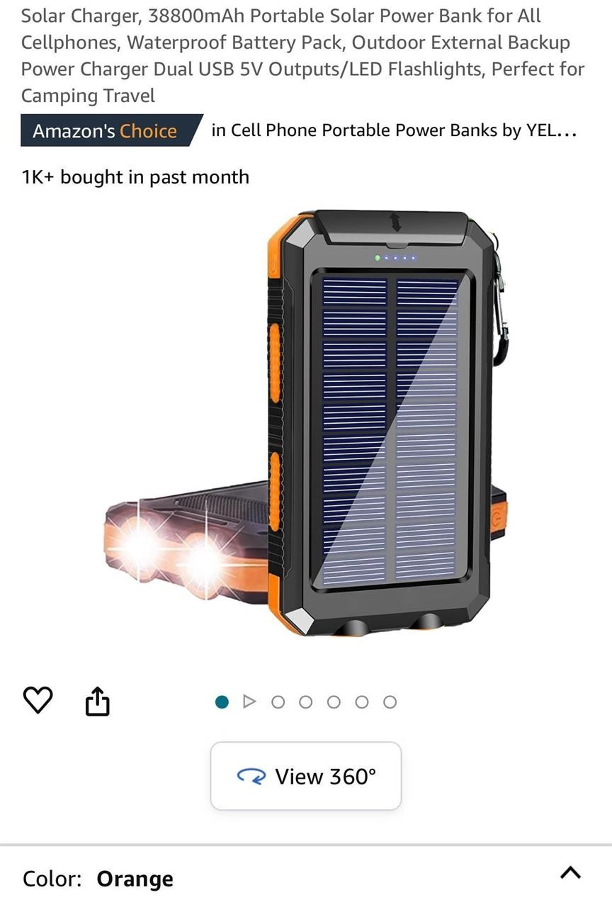 Solar Charger, 38800mAh Portable Solar Power Bank