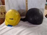 Yellow Hard Hat & Black Biker Helmet Lot