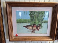 Framed Duck Pair Painting 16 x 13