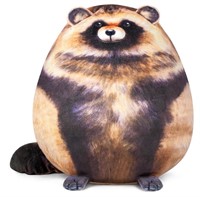 Raccoon Plush Pillow, 13 inch