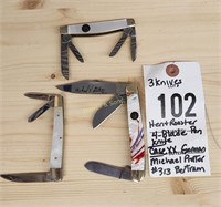(3) Pocket Knives: Hen & Rooster 4-Blade