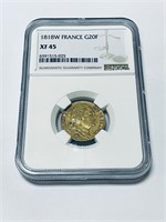 1818W Gold France 20 Francs