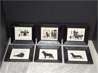Mid Century Black & White Silhouette Pictures in