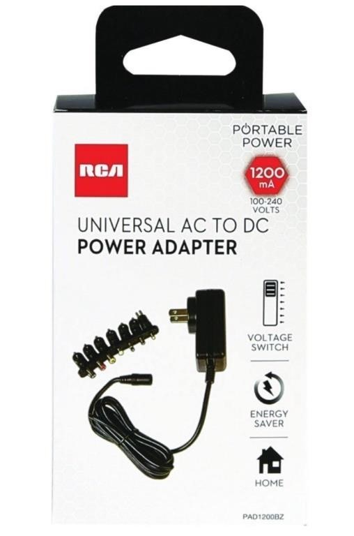 1200mA RCA Universal AC To DC Power Adapter Black