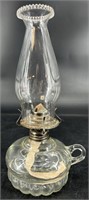 Antique Finger Oil Lamp W Macbeth Shade
