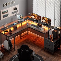 Huuger L Shaped Gaming Desk with LED