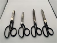 4 Pair of Vintage Steel Scissors