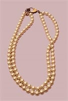 GORGEOUS SIGNED EXPRESS 2 STRAND PEARL NECKLACE