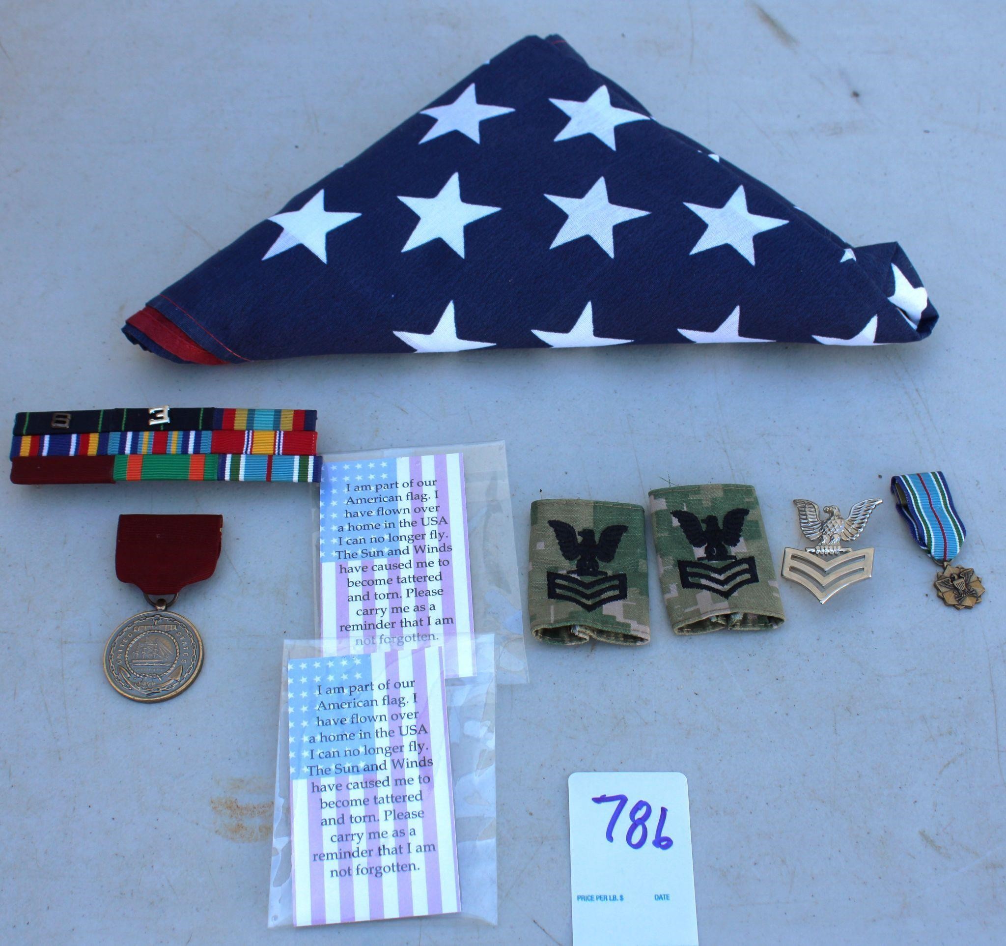 Military Medals & American Flag