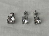 CZ Stud Earrings and Pendant Set