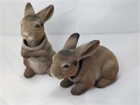 Vintage Norleans Flocked Bunny Rabbits Nodder