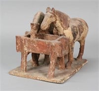 Terracotta Sculpture Horses at Trough
