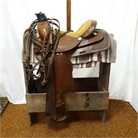 Horse Saddle, Reins & Stand