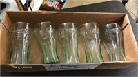 5 PC. GREEN TINT COCA COLA GLASSES