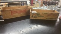 2 WOOD ADVERTISING SMALL CRATES